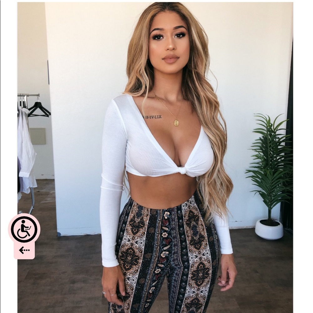 OOTDfash long sleeve knot top